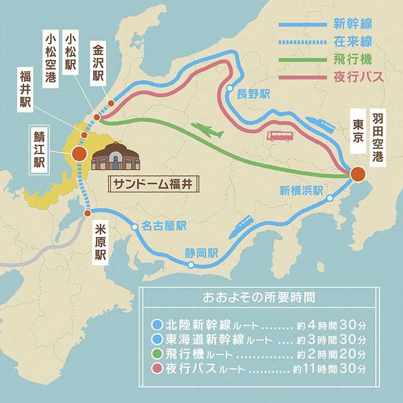 都内からサンドーム福井までのアクセス方法を徹底比較 トリッパー